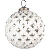 Clayre & Eef 6GL4047 Christmas Ball Ø 10x10 cm White - Silver Coloured