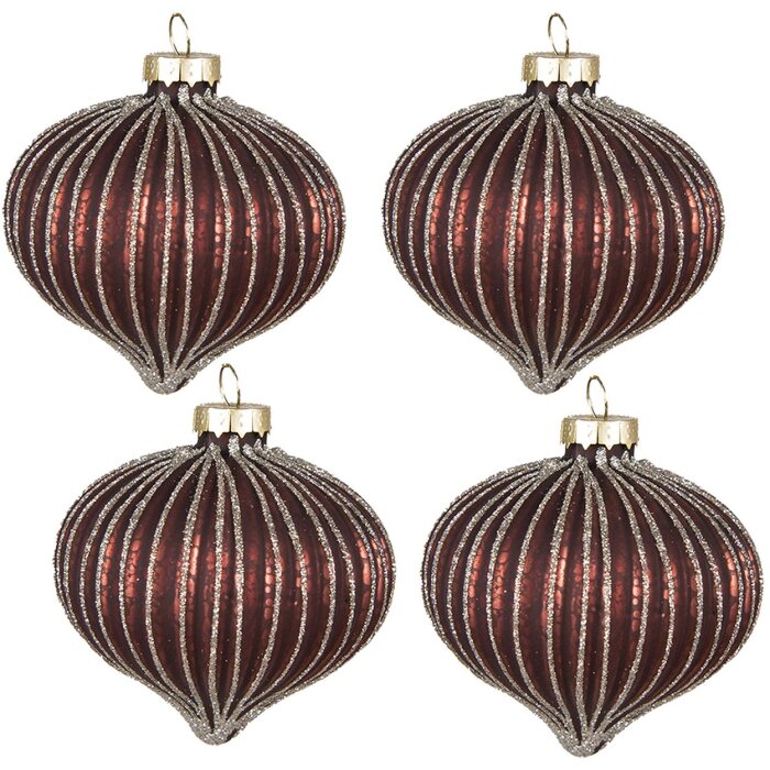 Clayre & Eef 6GL4111 Christmas Tree Ball Ø 8x8 cm (Set of 4) Red