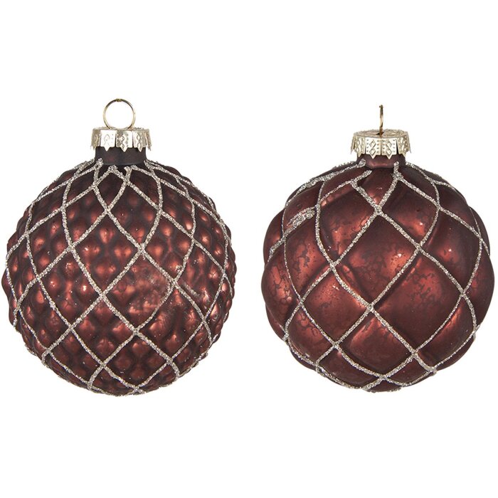 Clayre & Eef 6GL4118 Christmas Tree Ball Ø 8x8 cm (Set of 2) Red