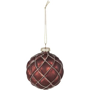 Clayre & Eef 6GL4118 Christmas Tree Ball Ø 8x8 cm (Set of 2) Red