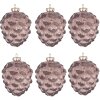 Clayre & Eef 6GL4121 Christmas Ball Ø 8x10 cm (Set of 6) Pink