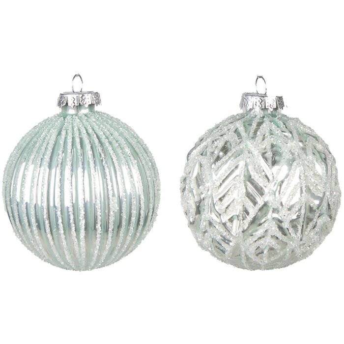 Clayre & Eef 6GL4127 Christmas Tree Ball Ø 8x8 cm (Set of 2) Green