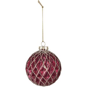 Clayre & Eef 6GL4130 Christmas Tree Ball Ø 8x8 cm (Set of 2) Red