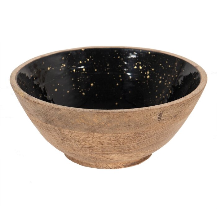 Clayre & Eef 6H2248 Decorative Bowl Ø 25x10 cm Black - Brown Wood Decorative Bowl