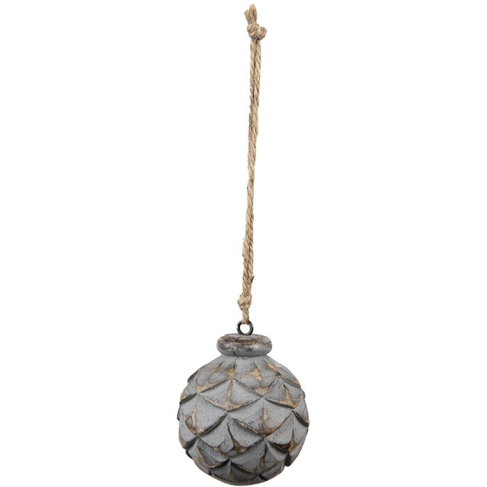 Clayre & Eef 6H2291 Decoration Ball Ø 8x8 cm Grey - Brown Pendant