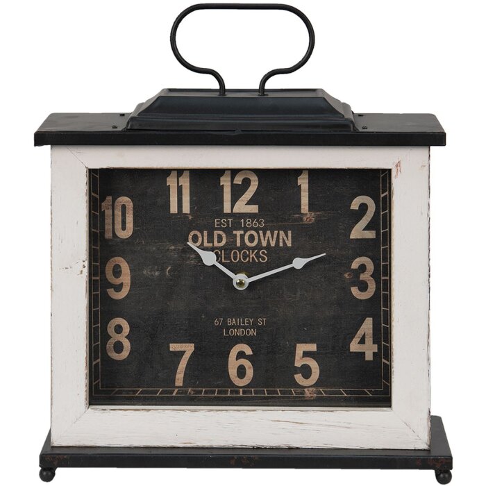 Clayre & Eef 6KL0768 Table Clock 36x10x32 cm - 1xAA Black - White