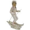 Clayre & Eef 6PR3646 Decoration Child on Ski 12x8x19 cm Pink - White