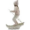 Clayre & Eef 6PR3646 Decoration Child on Ski 12x8x19 cm Pink - White