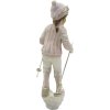 Clayre & Eef 6PR3646 Decoration Child on Ski 12x8x19 cm Pink - White