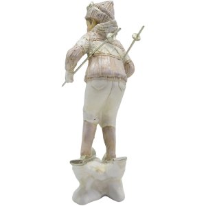 Clayre & Eef 6PR3647 Decoration Child on Ski 12x8x19 cm Pink - White