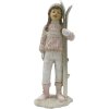 Clayre & Eef 6PR3649 Decoration Child with Ski 9x7x21 cm Pink - White