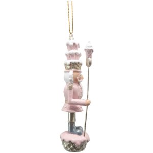 Clayre & Eef 6PR3667 Decoration Nutcracker 3x3x11 cm Pink