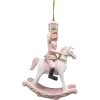 Clayre & Eef 6PR3671 Decoration Nutcracker on Rocking Horse 6x3x9 cm Pink