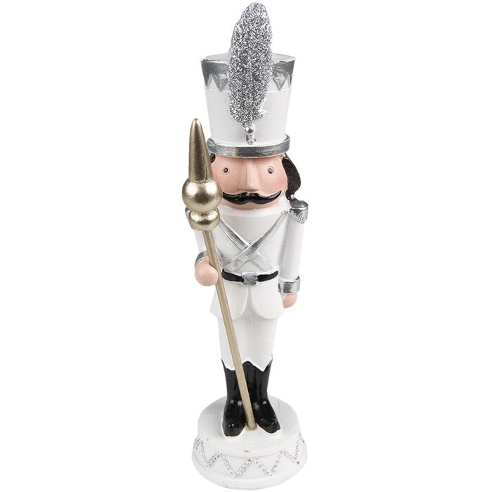 Clayre & Eef 6PR3683 Decoration Nutcracker 7x7x25 cm White