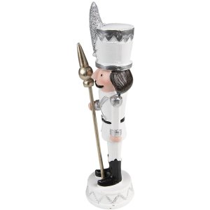 Clayre & Eef 6PR3683 Decoration Nutcracker 7x7x25 cm White