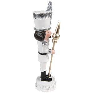 Clayre & Eef 6PR3683 Decoration Nutcracker 7x7x25 cm White