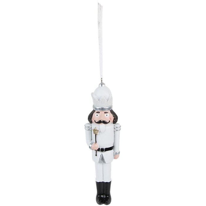 Clayre & Eef 6PR3692 Decoration Pendant Nutcracker 4x2x15 cm White