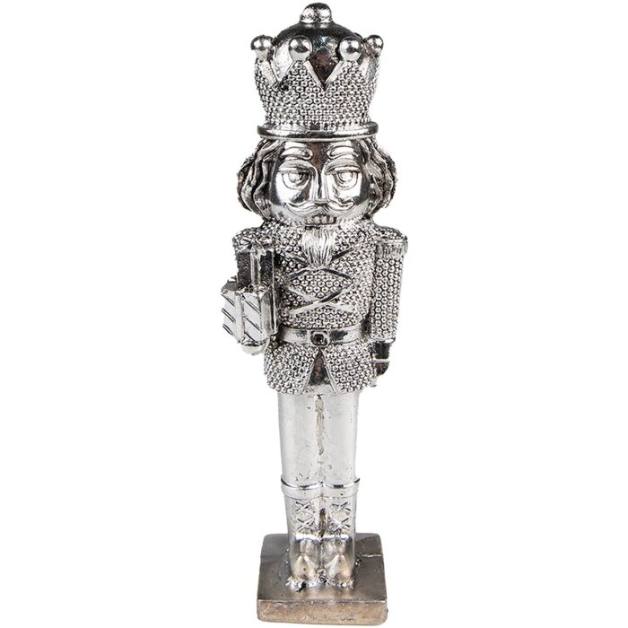 Clayre & Eef 6PR3695 Decoration Nutcracker 5x4x16 cm Silver-coloured