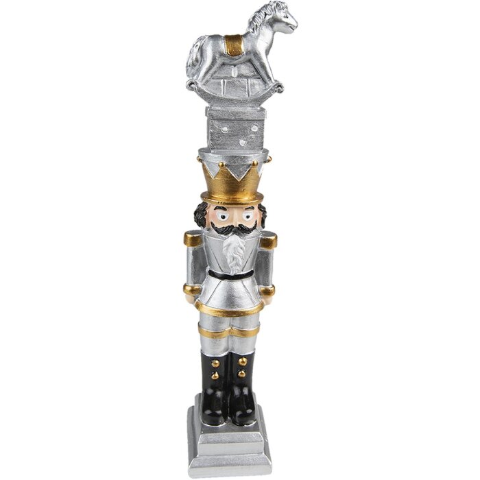 Clayre & Eef 6PR3701 Decoration Nutcracker 6x5x23 cm Silver-coloured