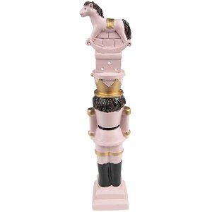 Clayre & Eef 6PR3704 Decoration Nutcracker 6x5x23 cm Pink Christmas Decoration