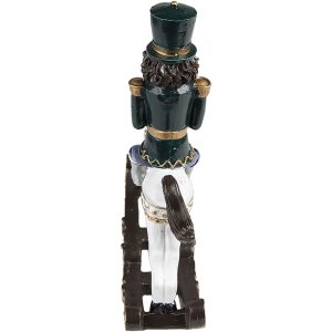 Clayre & Eef 6PR3709 Decoration Nutcracker on Rocking Horse 15x5x18 cm Green