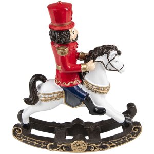 Clayre & Eef 6PR3710 Decoration Nutcracker on Rocking Horse 15x5x18 cm Red