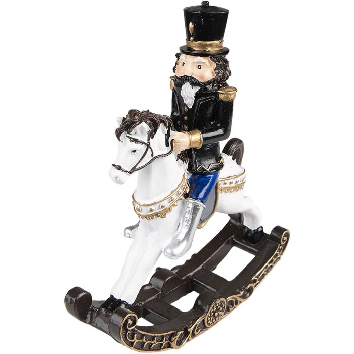 Clayre & Eef 6PR3711 Decoration Nutcracker on Rocking Horse 15x5x18 cm