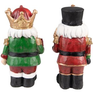 Clayre & Eef 6PR3732 Decoration Nutcracker (Set of 2) 11x8x21 cm Red - Green