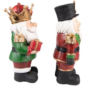 Clayre & Eef 6PR3732 Decoration Nutcracker (Set of 2) 11x8x21 cm Red - Green