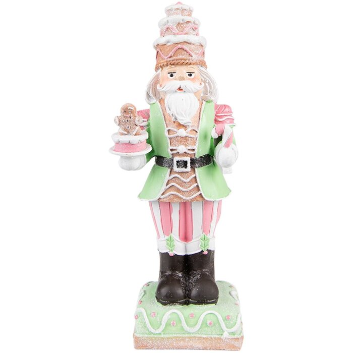 Clayre & Eef 6PR3736 Decoration Nutcracker 9x6x24 cm Green - Pink