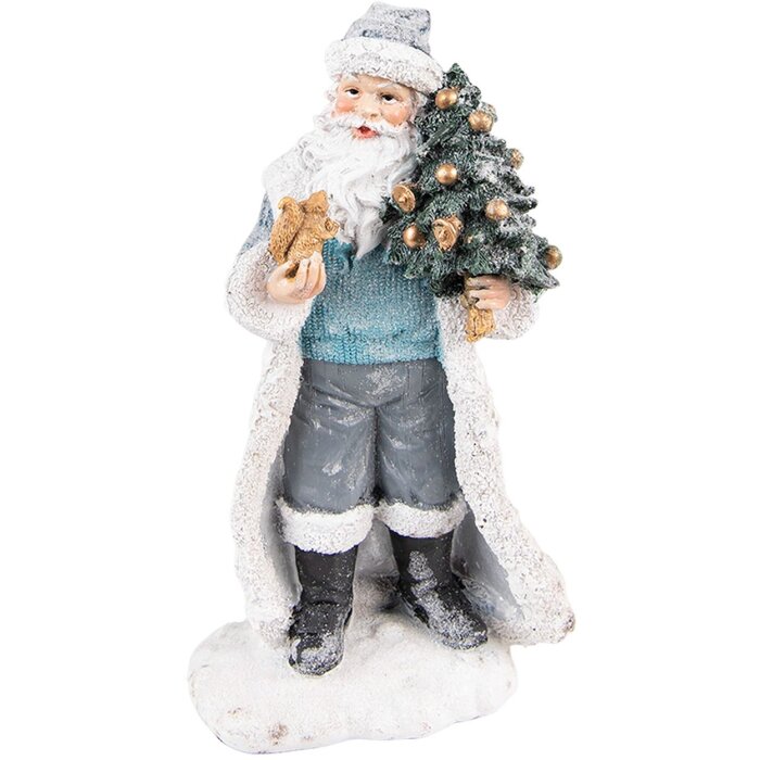 Clayre & Eef 6PR3739 Decoration Father Christmas 11x9x21 cm Grey - Blue