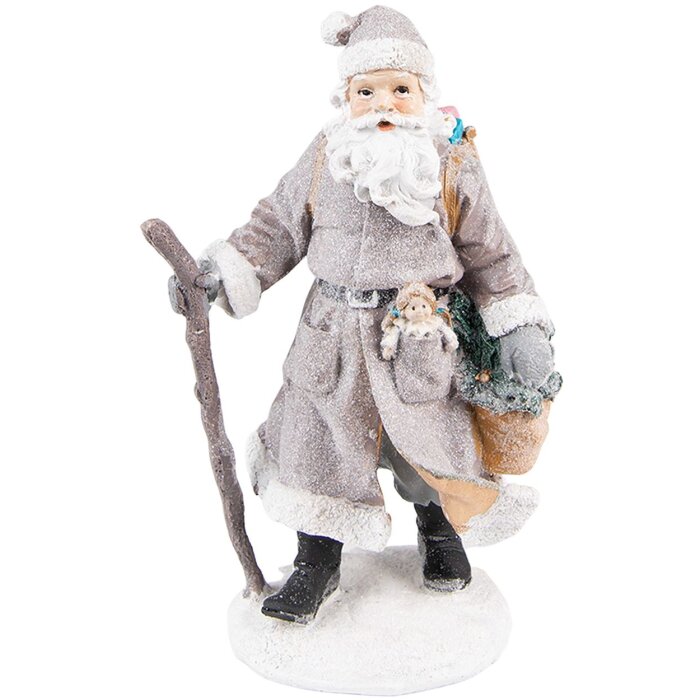 Clayre & Eef 6PR3740 Decoration Father Christmas 12x9x21 cm Grey - Brown