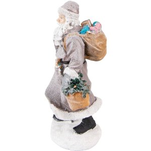 Clayre & Eef 6PR3740 Decoration Father Christmas 12x9x21 cm Grey - Brown