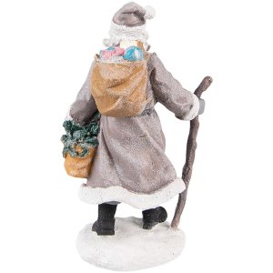 Clayre & Eef 6PR3740 Decoration Father Christmas 12x9x21 cm Grey - Brown