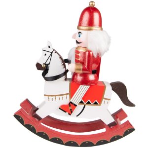 Clayre & Eef 6PR3748 Decoration Nutcracker on Rocking Horse 24x9x30 cm