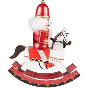 Clayre & Eef 6PR3748 Decoration Nutcracker on Rocking Horse 24x9x30 cm