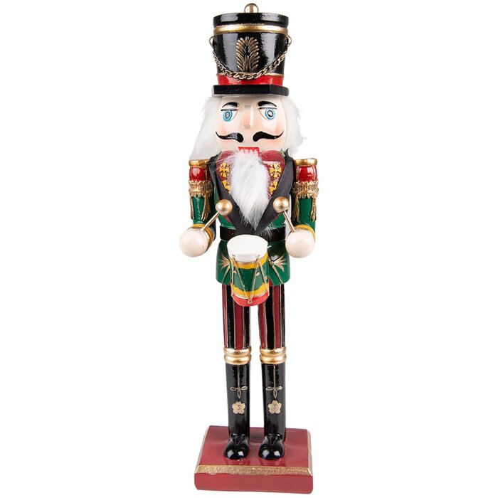 Clayre & Eef 6PR3811 Decoration Nutcracker 9x7x30 cm Green - Red