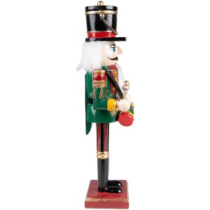 Clayre & Eef 6PR3811 Decoration Nutcracker 9x7x30 cm Green - Red