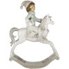 Clayre & Eef 6PR4792 Decoration Child on Rocking Horse 19x8x26 cm Beige - Green