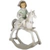 Clayre & Eef 6PR4792 Decoration Child on Rocking Horse 19x8x26 cm Beige - Green