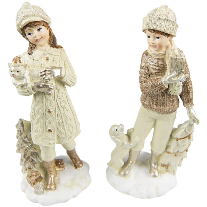 Clayre & Eef 6PR4794 Decoration Children (2 pieces) 9x8x22 cm Beige