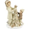 Clayre & Eef 6PR4797 Decoration Children with Christmas Tree 10x5x14 cm Beige