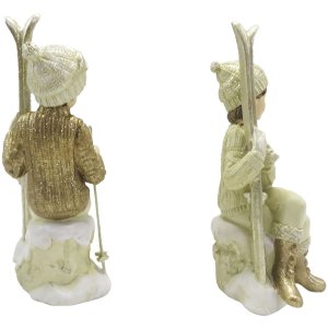 Clayre & Eef 6PR4798 Decoration Children (2 pieces) 10x7x18 cm Beige - Gold Coloured