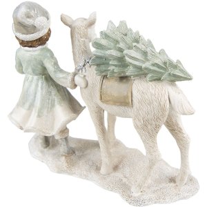 Clayre & Eef 6PR4808 Decoration Child with Deer 22x9x18 cm Silver-coloured