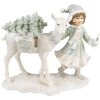 Clayre & Eef 6PR4808 Decoration Child with Deer 22x9x18 cm Silver-coloured