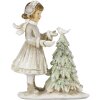 Clayre & Eef 6PR4809 Decoration Child with Christmas Tree 10x5x12 cm Silver-coloured