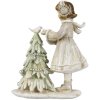 Clayre & Eef 6PR4809 Decoration Child with Christmas Tree 10x5x12 cm Silver-coloured