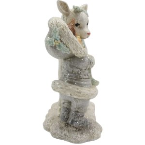 Clayre & Eef 6PR4812 Decoration Child with Deer 12x6x13 cm Silver-coloured