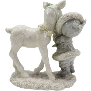 Clayre & Eef 6PR4812 Decoration Child with Deer 12x6x13 cm Silver-coloured