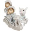 Clayre & Eef 6PR4813 Decoration Children on Sledge 16x7x12 cm Silver-coloured